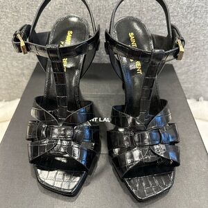 Yves Saint Laurent Tribute Sandals 105 croc emboss Black